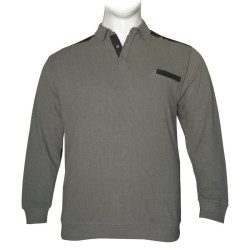Βαμβακερό polo wool feel με τσέπη στο στήθος - Faded Battleship Grey