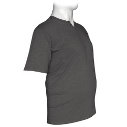 Βαμβακερό t-shirt φλάμα μονόχρωμο τύπου button ve - Ultimate Grey Βαμβακερό t-shirt φλάμα μονόχρωμο τύπου button ve - Ultimate Grey