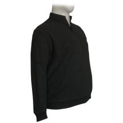 Βαμβακερή μπλούζα Polo wool feel με κέντημα στο στήθος - Anthracite Βαμβακερή μπλούζα Polo wool feel με κέντημα στο στήθος - Anthracite