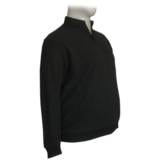 Βαμβακερή μπλούζα Polo wool feel με κέντημα στο στήθος - Anthracite Βαμβακερή μπλούζα Polo wool feel με κέντημα στο στήθος - Anthracite