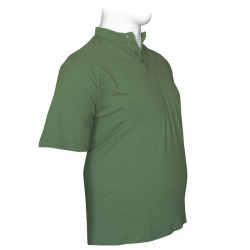 Βαμβακερό πικέ μπλουζάκι button neck - Deep Lichen Green Βαμβακερό πικέ μπλουζάκι button neck - Deep Lichen Green
