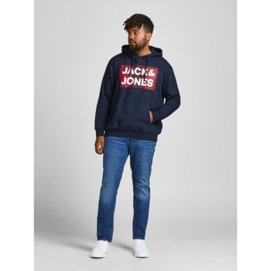 Hoodie φούτερ με μεταξοτυπία Jack & Jones +Fit - Navy Blazer Hoodie φούτερ με μεταξοτυπία Jack & Jones +Fit - Navy Blazer