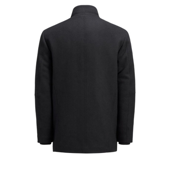 Μάλλινο Ημίπαλτο Jack&Jones με κουμπιά και φερμουάρ στην πατιλέτα - Black