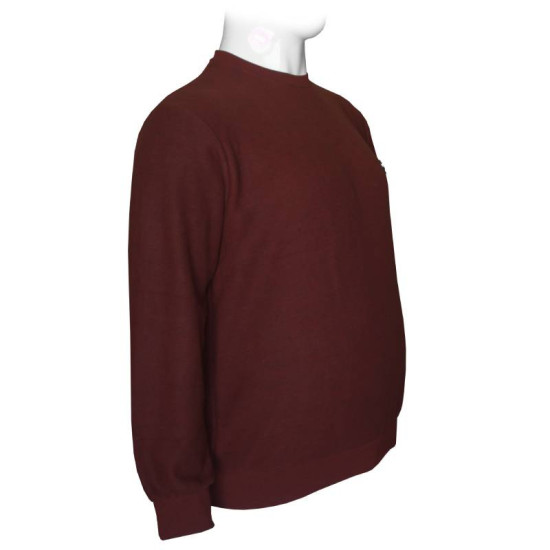 Μπλούζα λαιμόκοψη wool feel με δερμάτινο patch,της Leo Collection - Brandy Brown