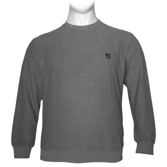 Μπλούζα λαιμόκοψη wool feel με δερμάτινο patch,της Leo Collection - SHARK SKIN