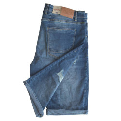 Ελαστική denim βερμούδα με φθορές Ελαστική denim βερμούδα με φθορές