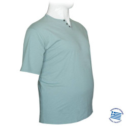 Βαμβακερό t-shirt φλάμα μονόχρωμο τύπου button ve,by LTG - Jungle Mist Βαμβακερό t-shirt φλάμα μονόχρωμο τύπου button ve,by LTG - Jungle Mist
