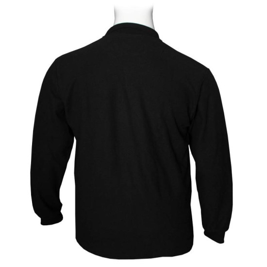 Βαμβακερή Polo wool feel με κέντημα στο στήθος by Leo collection - Black Βαμβακερή Polo wool feel με κέντημα στο στήθος by Leo collection - Black
