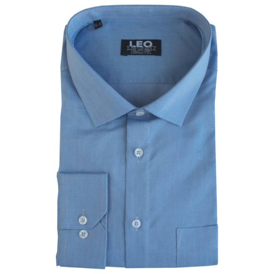 Πουκάμισο Petite Oxford μακρυμάνικο με γιακά τύπου Rex, της Leo Collection - Jordy Blue Πουκάμισο Petite Oxford μακρυμάνικο με γιακά τύπου Rex, της Leo Collection - Jordy Blue