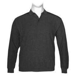 Βαμβακερή μπλούζα Polo wool feel της Leo Collection,με suede λεπτομέρειες - Anthracite Βαμβακερή μπλούζα Polo wool feel της Leo Collection,με suede λεπτομέρειες - Anthracite