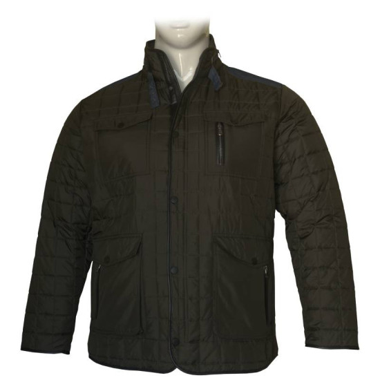 Καπιτονέ Jacket με Denim λεπτομέρειες - Dark Olive Green Καπιτονέ Jacket με Denim λεπτομέρειες - Dark Olive Green