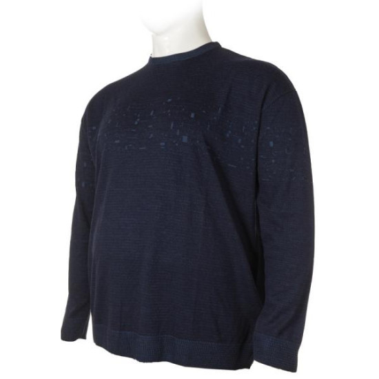Βαμβακερό jacquard πλεκτό πουλόβερ της Leo Collection - Midnight Sax Blue Βαμβακερό jacquard πλεκτό πουλόβερ της Leo Collection - Midnight Sax Blue