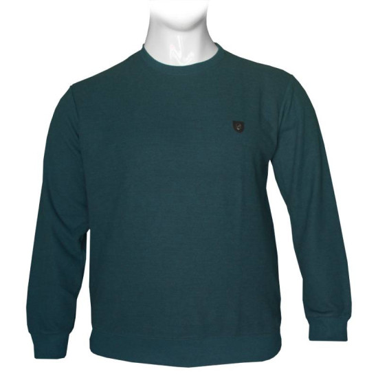 Μπλούζα λαιμόκοψη wool feel με δερμάτινο patch,της Leo Collection - Petrol