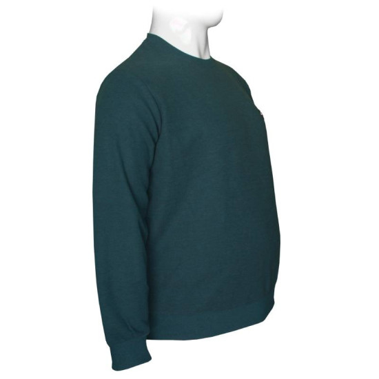 Μπλούζα λαιμόκοψη wool feel με δερμάτινο patch,της Leo Collection - Petrol