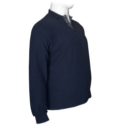 Βαμβακερή Polo wool feel με κέντημα στο στήθος by Leo collection - NAVY BLUE Βαμβακερή Polo wool feel με κέντημα στο στήθος by Leo collection - NAVY BLUE
