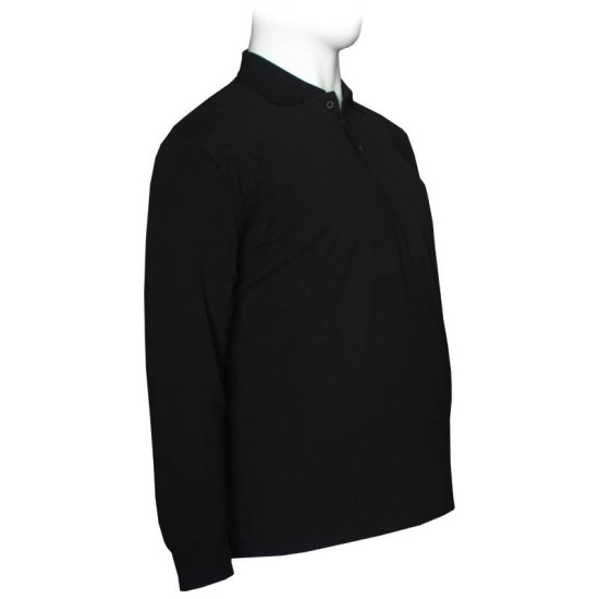 Polo πικέ μονόχρωμη με τσέπη - Black Polo πικέ μονόχρωμη με τσέπη - Black
