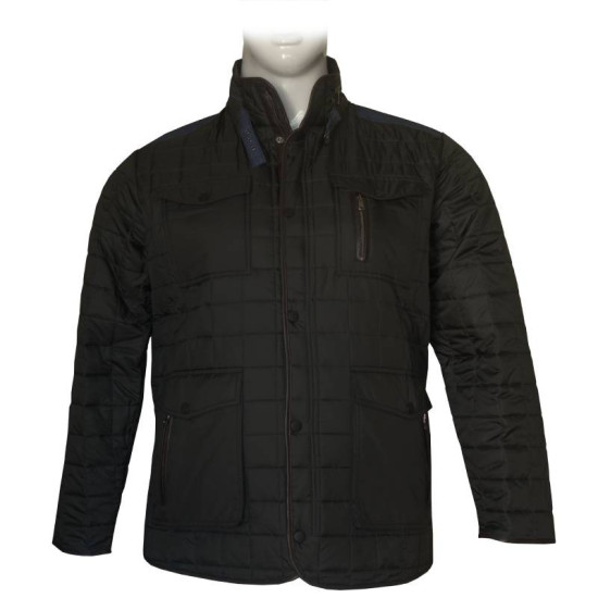 Καπιτονέ Jacket με Denim λεπτομέρειες - Black Καπιτονέ Jacket με Denim λεπτομέρειες - Black