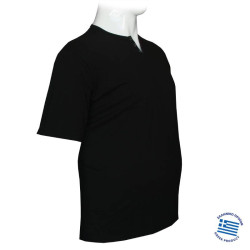 Βαμβακερό t-shirt φλάμα μονόχρωμο τύπου button ve,by LTG - Black Βαμβακερό t-shirt φλάμα μονόχρωμο τύπου button ve,by LTG - Black