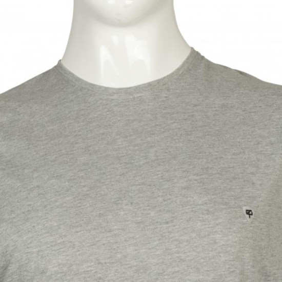 T-shirt βαμβακερό πενιέ με διακριτικό κέντημα - Grey Melange T-shirt βαμβακερό πενιέ με διακριτικό κέντημα - Grey Melange