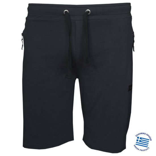 Βερμούδα jersey pennie με patch και φερμουάρ στις τσέπες,της Leo Collection - Anthracite Βερμούδα jersey pennie με patch και φερμουάρ στις τσέπες,της Leo Collection - Anthracite