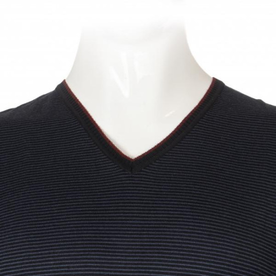 Καζακα πλεκτη ριγε με βε - Black/Indigo Καζακα πλεκτη ριγε με βε - Black/Indigo