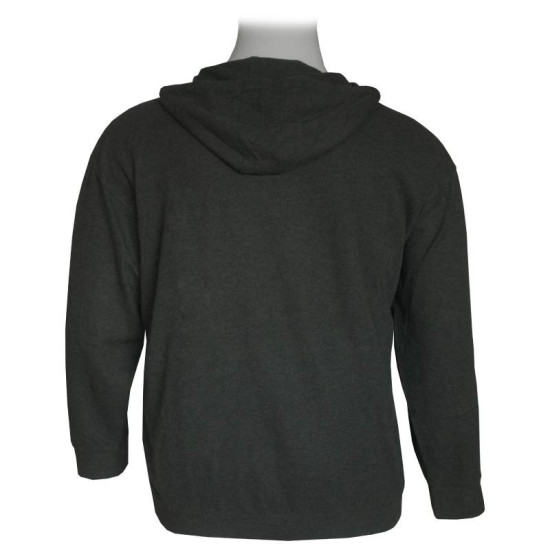 Hoodie wool feelkingsize με κεντητή λεπτομέρεια στο στήθος - Anthracite