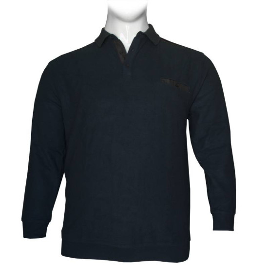 Βαμβακερό polo wool feel με τσέπη στο στήθος - Dark Blue Βαμβακερό polo wool feel με τσέπη στο στήθος - Dark Blue