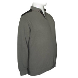 Βαμβακερό polo wool feel με τσέπη στο στήθος - Faded Battleship Grey Βαμβακερό polo wool feel με τσέπη στο στήθος - Faded Battleship Grey