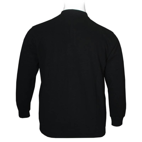 Βαμβακερή μπλούζα Polo wool feel της Leo Collection, με τσέπη στο στήθος - Black