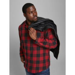Jack & Jones Egingham Twill Shirt,βαμβακερό πουκάμισο φανέλα - Brick Red