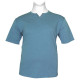 Βαμβακερό t-shirt φλάμα μονόχρωμο τύπου button ve - Blue Chill Βαμβακερό t-shirt φλάμα μονόχρωμο τύπου button ve - Blue Chill