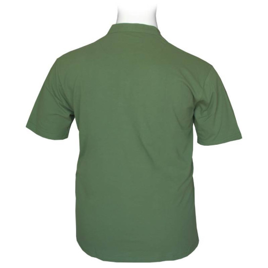 Βαμβακερό πικέ μπλουζάκι button neck - Deep Lichen Green Βαμβακερό πικέ μπλουζάκι button neck - Deep Lichen Green