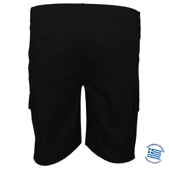 Βερμούδα ελαστική cargo με λάστιχο στο πλάι by L.T.G collection - Black Βερμούδα ελαστική cargo με λάστιχο στο πλάι by L.T.G collection - Black