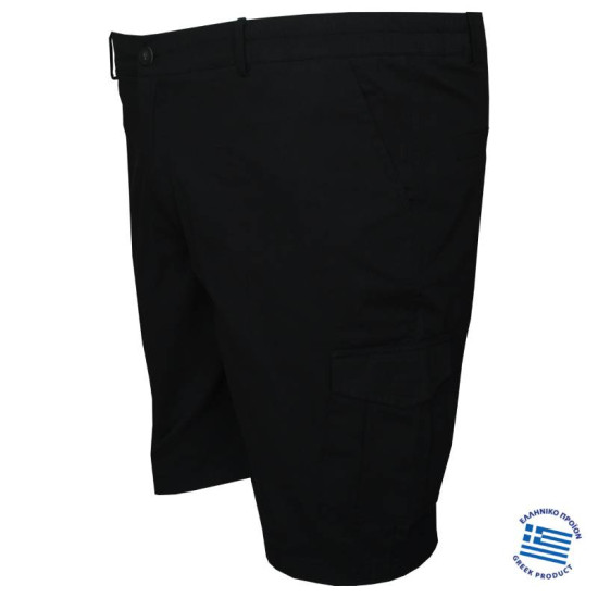 Βερμούδα ελαστική cargo με λάστιχο στο πλάι by L.T.G collection - Black Βερμούδα ελαστική cargo με λάστιχο στο πλάι by L.T.G collection - Black
