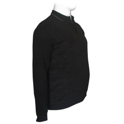 Βαμβακερή μπλούζα Polo wool feel της Leo Collection,με suede λεπτομέρειες - Black Βαμβακερή μπλούζα Polo wool feel της Leo Collection,με suede λεπτομέρειες - Black