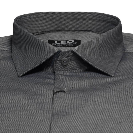 Πουκάμισο Oxford μακρυμάνικο με γιακά τύπου Rex, της Leo Collection - Faded Grey Πουκάμισο Oxford μακρυμάνικο με γιακά τύπου Rex, της Leo Collection - Faded Grey