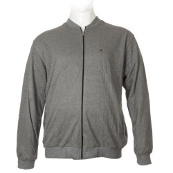 Βαμβακερή ζακέτα wool feel με μεταλλικό patch - Grey Melange Βαμβακερή ζακέτα wool feel με μεταλλικό patch - Grey Melange