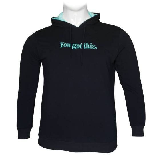 Hoodie φούτερ μονόχρωμο με κέντημα στο στήθος - Dark Blue Hoodie φούτερ μονόχρωμο με κέντημα στο στήθος - Dark Blue