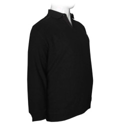 Βαμβακερό polo wool feel με τσέπη στο στήθος - Black Βαμβακερό polo wool feel με τσέπη στο στήθος - Black