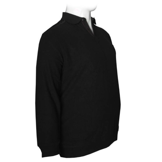 Βαμβακερό polo wool feel με τσέπη στο στήθος - Black Βαμβακερό polo wool feel με τσέπη στο στήθος - Black
