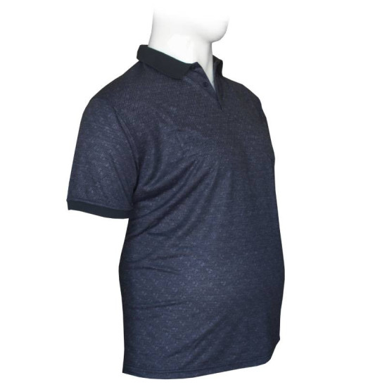 Polo jacquard με τσέπη και κοντό μανίκι by Leo Collection - Dark Blue