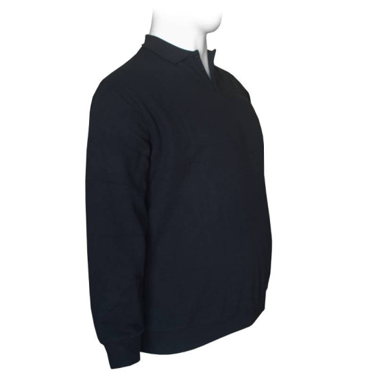 Βαμβακερή μπλούζα Polo wool feel της Leo Collection, με τσέπη στο στήθος - Dark Blue