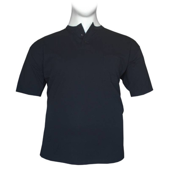 Βαμβακερό μακό μπλουζάκι button ve - Dark Blue Βαμβακερό μακό μπλουζάκι button ve - Dark Blue