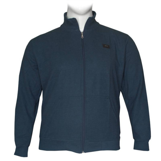 Βαμβακερή ζακέτα wool feel με μεταλλικό patch και γιακά,της Leo Collection - Dark Blue Βαμβακερή ζακέτα wool feel με μεταλλικό patch και γιακά,της Leo Collection - Dark Blue