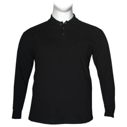 Polo πικέ μονόχρωμη με τσέπη - Black