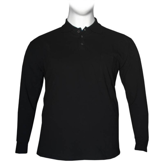 Polo πικέ μονόχρωμη με τσέπη - Black Polo πικέ μονόχρωμη με τσέπη - Black