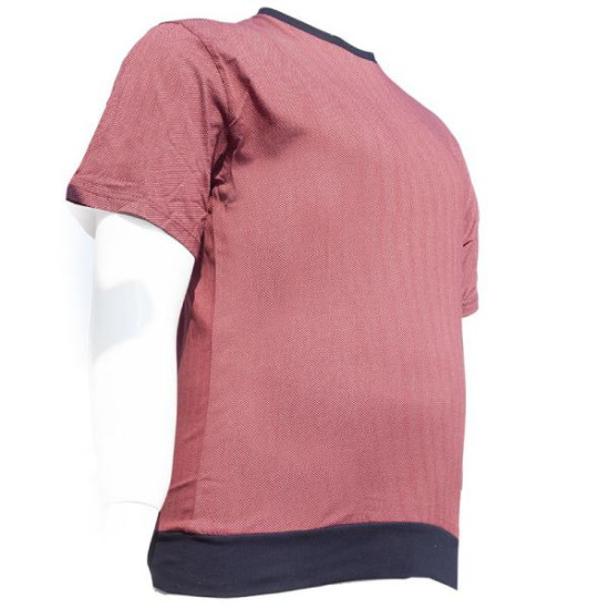 T-shirt μακό βαμβακερό με κέντημα και λάστιχο κάτω - Red T-shirt μακό βαμβακερό με κέντημα και λάστιχο κάτω - Red