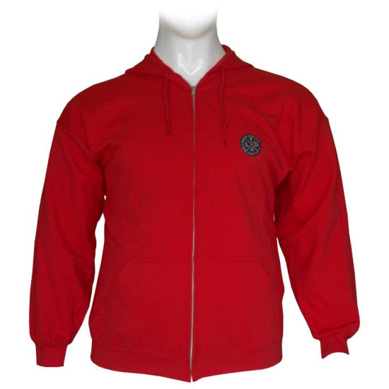 Ζακέτα φούτερ δίκλωνη με κουκούλα και patch - Red Ζακέτα φούτερ δίκλωνη με κουκούλα και patch - Red