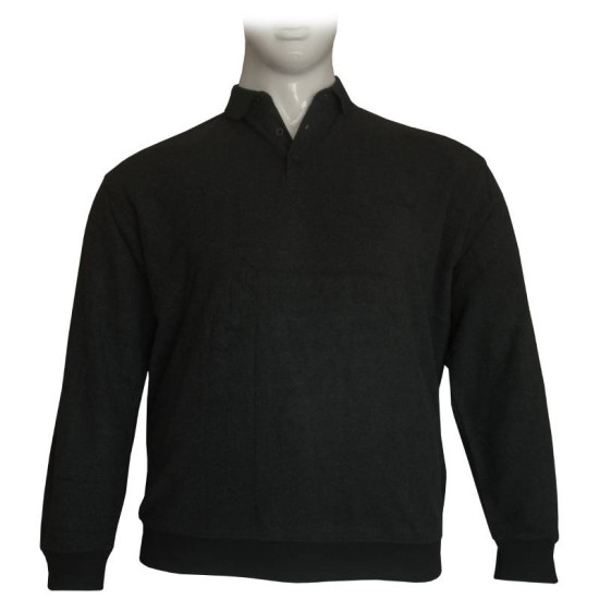 Βαμβακερή μπλούζα Polo wool feel με κέντημα στο στήθος - Anthracite Βαμβακερή μπλούζα Polo wool feel με κέντημα στο στήθος - Anthracite