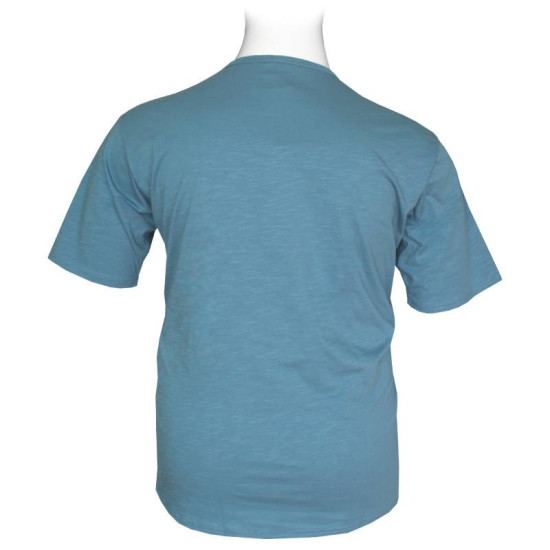 Βαμβακερό t-shirt φλάμα μονόχρωμο τύπου button ve - Blue Chill Βαμβακερό t-shirt φλάμα μονόχρωμο τύπου button ve - Blue Chill